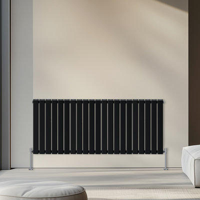 Rinse Bathrooms 600x1428mm Horizontal Column Designer Radiator Black Double Flat Panel Radiators