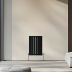 Rinse Bathrooms 600x410mm Horizontal Column Designer Radiator Black Single Flat Panel Radiators