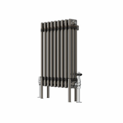 Rinse Bathrooms 600x427mm Raw Metal Horizontal 3 Column Radiator Traditional Cast Iron Style Bathroom Radiator Central Heating