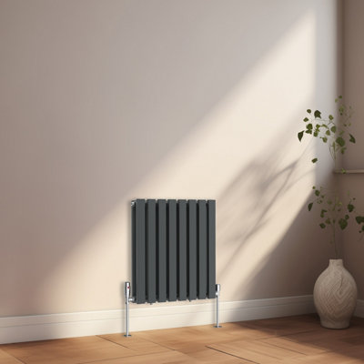 Rinse Bathrooms 600x550mm Grey Anthracite Horizontal Designer Radiator Double Rectangular Panel Rad Modern Central Heating