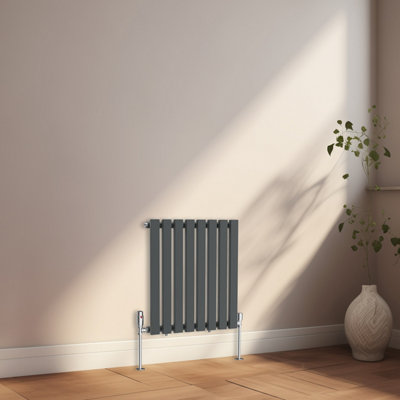 Rinse Bathrooms 600x550mm Grey Anthracite Horizontal Designer Radiator Single Rectangular Panel Modern Central Heating