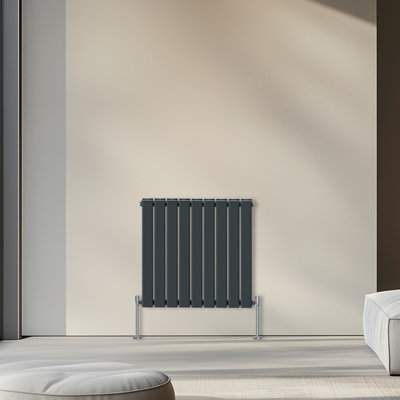 Rinse Bathrooms 600x612mm Horizontal Column Designer Radiator Anthracite Double Flat Panel Radiators