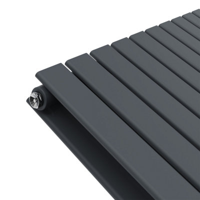 Rinse Bathrooms 600x612mm Horizontal Column Designer Radiator Anthracite Double Flat Panel Radiators