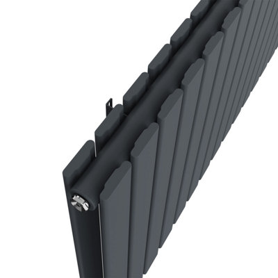Rinse Bathrooms 600x612mm Horizontal Column Designer Radiator Anthracite Double Flat Panel Radiators