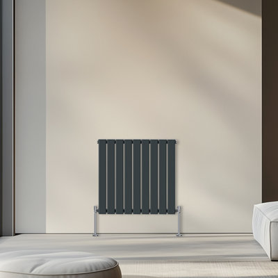 Rinse Bathrooms 600x612mm Horizontal Column Designer Radiator Anthracite Single Flat Panel Radiators