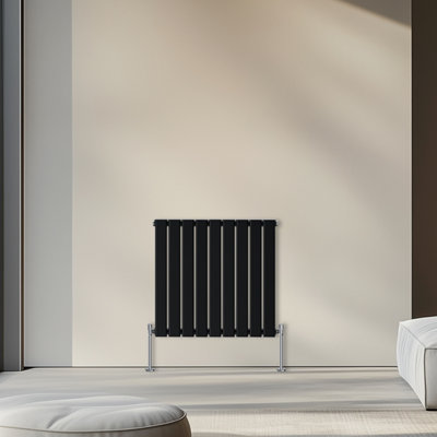 Rinse Bathrooms 600x612mm Horizontal Column Designer Radiator Black Single Flat Panel Radiators