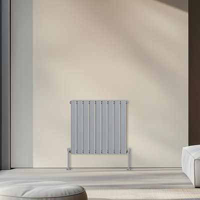 Rinse Bathrooms 600x612mm Horizontal Column Designer Radiator Chrome Single Flat Panel Radiators