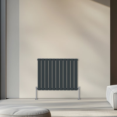 Rinse Bathrooms 600x748mm Horizontal Column Designer Radiator Anthracite Single Flat Panel Radiators