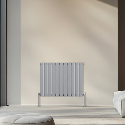 Rinse Bathrooms 600x748mm Horizontal Column Designer Radiator Chrome Single Flat Panel Radiators