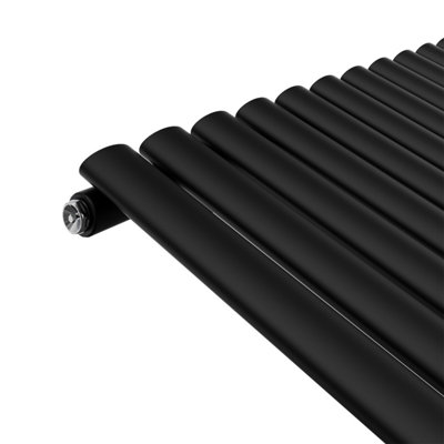 Buy Rinse Bathrooms 600x767mm Black Horizontal Designer Radiator Single ...