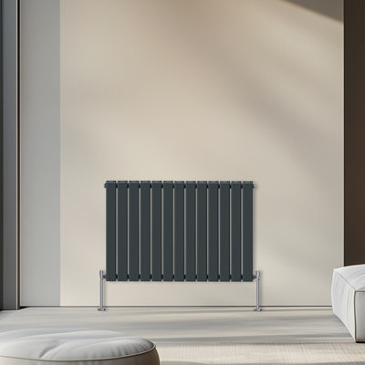 Rinse Bathrooms 600x884mm Horizontal Column Designer Radiator Anthracite Double Flat Panel Radiators