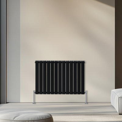 Rinse Bathrooms 600x884mm Horizontal Column Designer Radiator Black Double Flat Panel Radiators