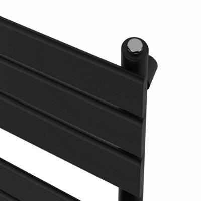 Rinse Bathrooms 650x400mm Black Designer Flat Panel Electric Heated Towel Rail Thermostatic Timer Bathroom Towel Radiator 400W