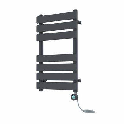 Rinse Bathrooms 650x400mm Sand Grey Flat Panel Electric Heated Towel Rail Thermostatic Timer Bathroom Towel Radiator 400W