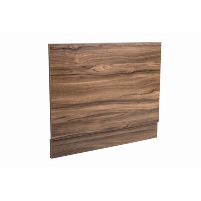 Rinse Bathrooms 700mm Walnut Effect End Straight Wrapped Wood Bath ...