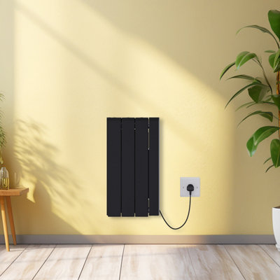 Rinse Bathrooms 700W Electric Ceramic Radiator Smart WIFI Connection, 3 Fins Portable Electric Heater Daily & Weekly Timer Black