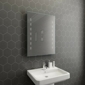 Rinse Bathrooms 800 x 600mm Illuminated LED Bathroom Mirror with Demister IP44