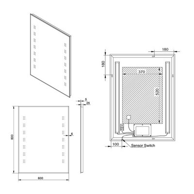 Rinse Bathrooms 800 x 600mm Illuminated LED Bathroom Mirror with ...