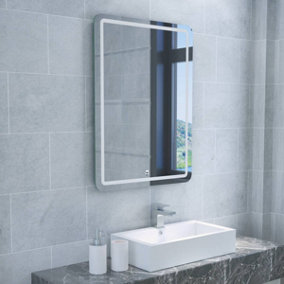 Rinse Bathrooms 800 x 600mm Illuminated LED Bathroom Mirror with Demister Pad IP44