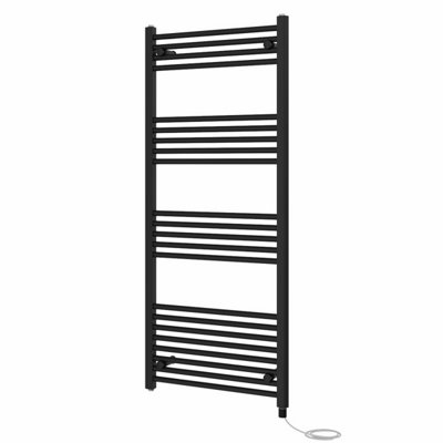 Rinse Bathrooms 800W Electric Heated Warming Towel Rail Bathroom Radiator Black - 1400x600mm Price Comparisons | Compare The Build