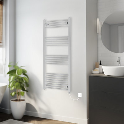 Rinse Bathrooms 800W Electric Heated Warming Towel Rail Bathroom Radiator Chrome - 1400x600mm