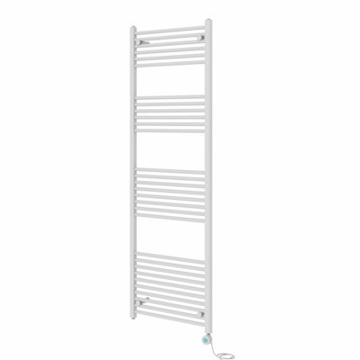 Rinse Bathrooms 800W Electric Thermostatic Heated Towel Rail Bathroom Radiators Straight with LCD Display Timer White 1800x600mm