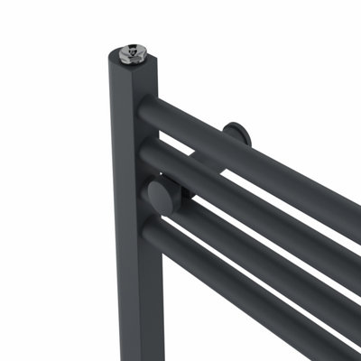 Rinse Bathrooms 800W Electric Thermostatic Heated Towel Rail Bathroom Radiators Straight with Timer - Anthracite - 1400x600mm