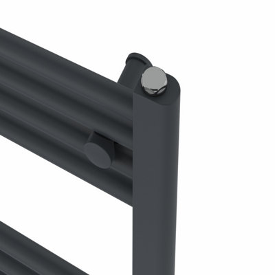 Rinse Bathrooms 800W Electric Thermostatic Heated Towel Rail Bathroom Radiators Straight with Timer - Anthracite - 1400x600mm