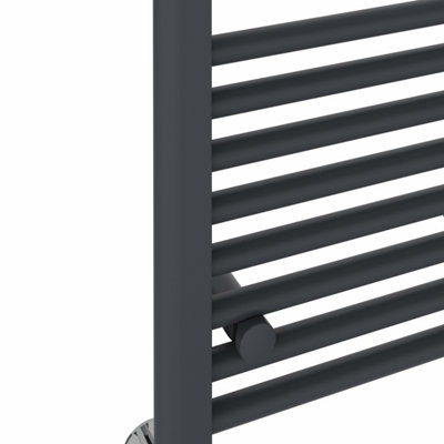 Rinse Bathrooms 800W Electric Thermostatic Heated Towel Rail Bathroom Radiators Straight with Timer - Anthracite - 1400x600mm