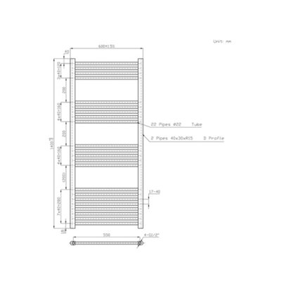 Rinse Bathrooms 800W Electric Thermostatic Heated Towel Rail Bathroom Radiators Straight with Timer - Anthracite - 1400x600mm
