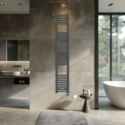 Rinse Bathrooms 800W Electric Thermostatic Heated Towel Rail Bathroom ...