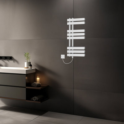 Rinse Bathrooms 800x450mm Chrome Designer Bathroom Electric Heated Towel Rail Rad Ladder Radiator Kit 400W Price Comparisons | Compare The Build
