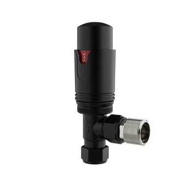 Rinse Bathrooms Angled 1 x 15mm Black Round Head Radiator and Towel Rail Thermostatic Valve Price Comparisons | Compare The Build