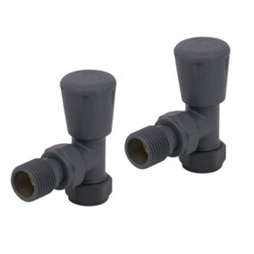 Rinse Bathrooms Angled Anthracite Towel Radiator Valves 15mm Twin Pack