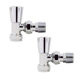 Rinse Bathrooms Angled Chrome Towel Radiator Valves 15mm Twin Pack