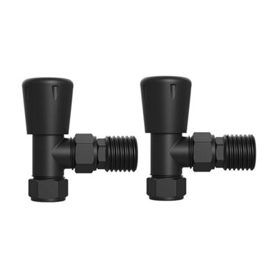 Rinse Bathrooms Angled Towel Radiator Valves Round 15mm for Towel Rail Radiator Black