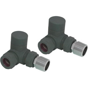 Rinse Bathrooms Anthracite Angled Towel Radiator Valves 15mm Twin Pack