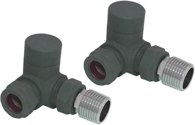 Rinse Bathrooms Anthracite Corner Towel Radiator Valves 15mm Twin Pack