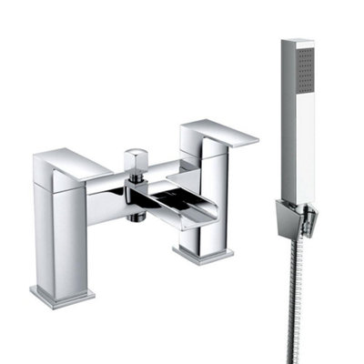 Rinse Bathrooms Bath Shower Mixer Taps Waterfall Dual Lever Bathroom Tub Tap with Shower Head