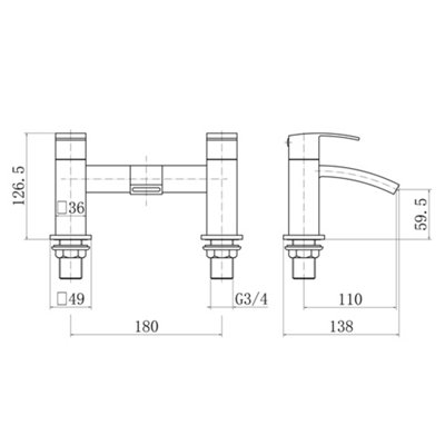 Rinse Bathrooms Bath Taps Chrome Waterfall Tub Taps Square Bathroom ...