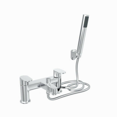Rinse Bathrooms Bath Taps with Shower Bath Shower Filler Mixer Tap Double Lever Chrome Solid Brass with Shower Hand Price Comparisons | Compare The Build