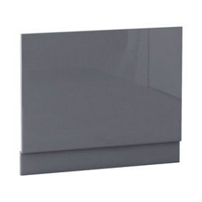 Rinse Bathrooms Bathroom 700mm End Bath Panel Gloss Grey Moisture Resistant Wooden Adjustable Height