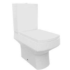 Rinse Bathrooms Bathroom Square Close Coupled Toilet Dual Flush Cistern WC with Soft Close Seat