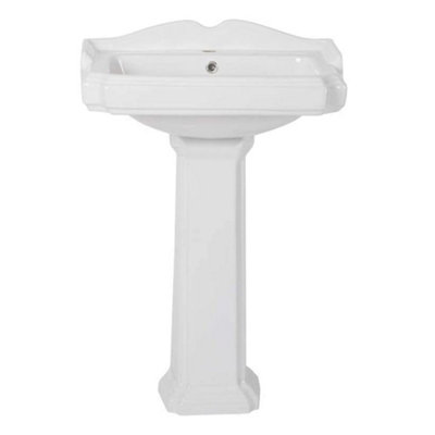 Rinse Bathrooms Bathroom Traditional 615mm Basin with Full Pedestal with One Tap Hole Price Comparisons | Compare The Build