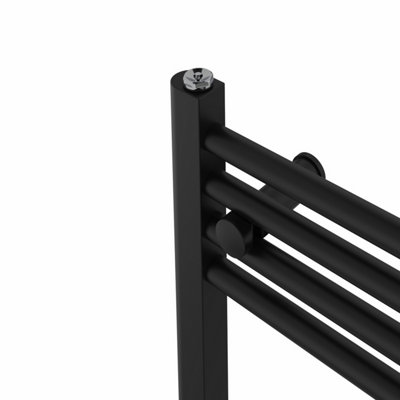 Rinse Bathrooms Black Electric Heated Towel Rail Straight Thermostatic Bathroom Towel Radiator with Timer - 1000x600mm 600W