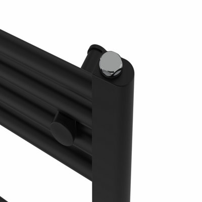 Rinse Bathrooms Black Electric Heated Towel Rail Straight Thermostatic Bathroom Towel Radiator with Timer - 1000x600mm 600W