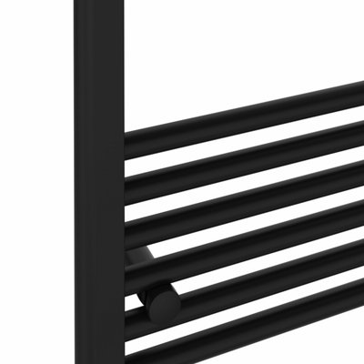 Rinse Bathrooms Black Electric Heated Towel Rail Straight Thermostatic Bathroom Towel Radiator with Timer - 1000x600mm 600W