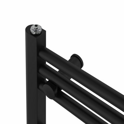 Rinse Bathrooms Black Electric Heated Towel Rail Straight Thermostatic Bathroom Towel Radiator with Timer - 600x600mm 400W