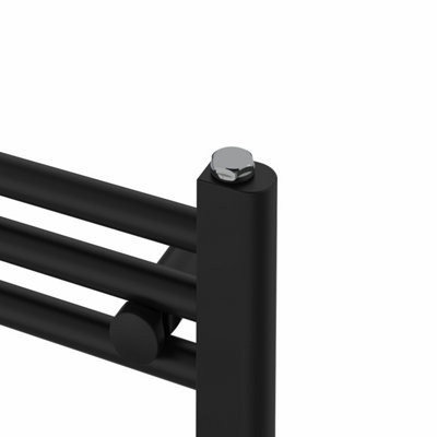 Rinse Bathrooms Black Electric Heated Towel Rail Straight Thermostatic Bathroom Towel Radiator with Timer - 600x600mm 400W