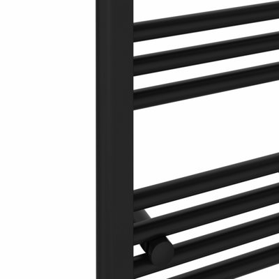 Rinse Bathrooms Black Electric Heated Towel Rail Straight Thermostatic Bathroom Towel Radiator with Timer - 600x600mm 400W